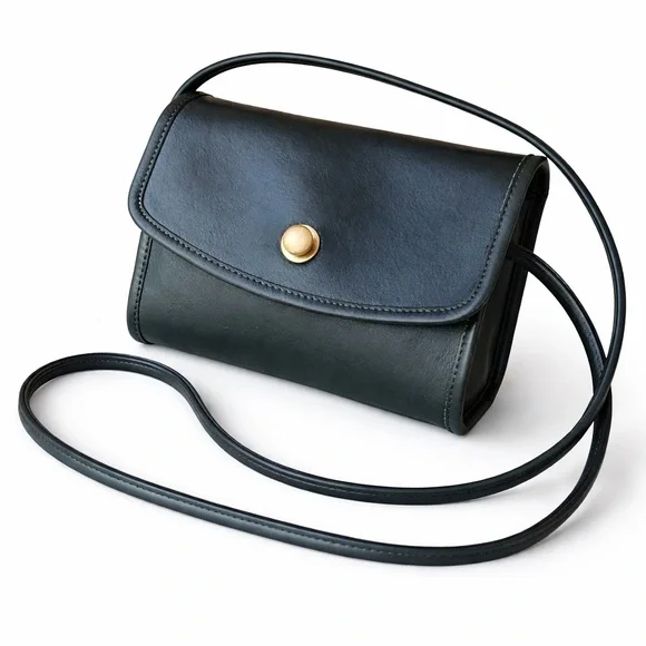 Vintage 90s Coach Chrystie Deepest Forest Green Leather Crossbody Bag Rare Color - Picture 1 of 16